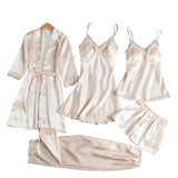 Audrey - 5 Teiliges Satin Set – Beige