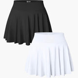 Damen Minirock 2er-Pack mit hoher Taille und Stretchbund – Schwarz Weiß