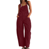 ETHEL™ – Schicker weiter Bein Overall – Weinrot