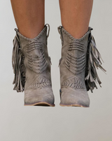 Stilvolle Damen Stiefel mit Fransen - Selena – Grau
