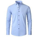 Benjamin | Classic Slim Fit Stretchable Langarm Business Hemd – Blau