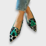 Maura – Statement-Loafer mit Fransen – Grün