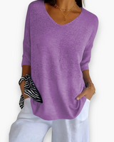 Damen Bequemes V-Ausschnitt Top | Vielseitig und Stilvoll – Violett