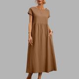 Frieda | Elegantes Maxikleid mit Sommerkomfort – Braun