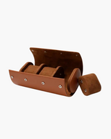 Josiah | Elegantes Leder Uhrenhalter Reiseetui für 3 Uhren – Braun