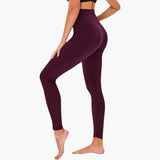 Damen Leggings mit Leopardenmuster und hohem Bund aus Stretchmaterial – Violett