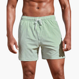 Badeshorts - Herren gestreift & schnelltrocknend Sommer – Grün