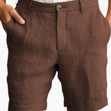 Herren Sommer Shorts mit geradem Bein und Umschlagsaum – Braun