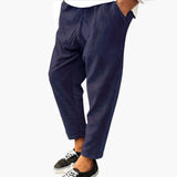 Herren Sommerhose aus Polyester mit Gummibund und Cordstruktur – Blau