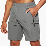 Herren Cargo Shorts mit Reißverschlusstaschen und Ripstop-Gewebe – Dunkelgrau