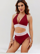 Lizia | Bauchweg-Bikini-Set mit hoher Taille – Rot