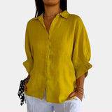 Damen Sommer Button Down Hemd | Langarm – Gelb
