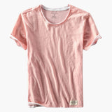 Basic T-Shirt - Herren Rundhals Kurzarmshirt aus Baumwolle – Rosa