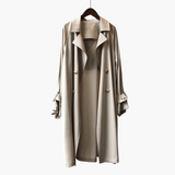 Damen Trenchcoat mit Reverskragen und Doppelknopfverschluss – Beige