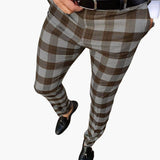 Herren Sommerhose mit Karomuster und Slim Fit Schnitt – Schwarz-weiß kariert