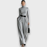 Nalira – Elegantes Zweiteiler-Set mit hohem Kragen – Grau