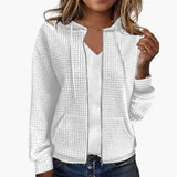 Kapuzen Sweatshirt mit Reißverschluss für Damen – Weiß