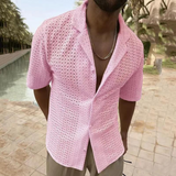 Luca | Offenes Strickhemd mit Retro-Vibes & modernem Flair – Rosa
