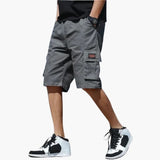 Herren Sommer Cargo Shorts mit Gummibund und Klappentaschen – Grau