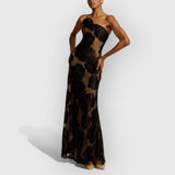 Reina | Premium-Maxikleid mit Blumenmuster – Schwarz