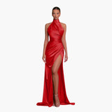 Glamouröses Satin Abendkleid - perfekt für Damen Gala Events – Rot