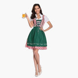 Spitzenbesetztes Dirndl kleid für Damen - Oktoberfest 2025 – Grün-Rosa