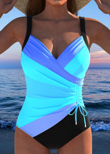 Éloria | Eleganter Badeanzug mit buntem Druck – Blau