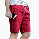 Lässige, knielange Herren-Sommer-Shorts mit Kordelzug – Rot