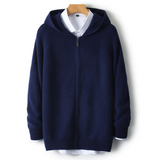 Strickjacke mit Kapuze Reißverschluss – Marineblau