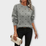 Clara | Gemusterter Strickpullover mit Tupfen – Grau