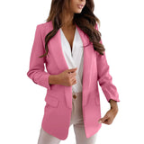 Damen Lange Leicht Blazer | Formell – Dunkelrosa