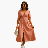 Midi-Kleid mit Knopfleiste - Damenmode für stilvolle Tage – Rosa