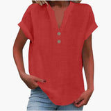 Damen Bluse mit V-Ausschnitt und kurzen Ärmeln – Rot