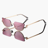 Damen Sonnenbrille mit halbrandlosen ovalen Gläsern – Goldrosa