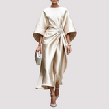 Kay - Elegantes Wickel-Midikleid – Beige