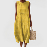 Teresa | Elegantes Kleid mit Taschen – Hellgelb