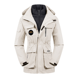 Damen Skijacke mit Kapuze | Sportliche Outdoor Winterjacke – Weiß