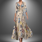 Saffie - Bedrucktes Wickelkleid – Champagner