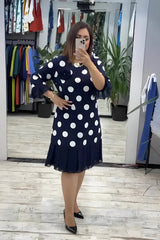 Gigi – Midikleid Mit Polka-Punkte Und Ausgestellten Ärmeln – Weiß