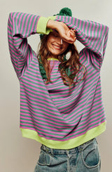 Bunter Streifenpullover für Damen | Perfekt für den täglichen Gebrauch – Lila