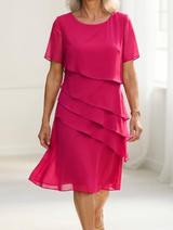 Juliette | Elegantes, fließendes Kleid mit Rüschen – Rosa