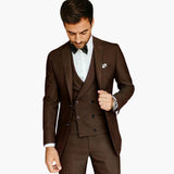 Herren-Dreiteiler mit Weste und maßgeschneiderter Hose – Braun