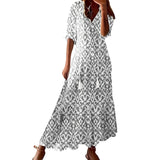 Daley - Bohemian-Kleid für Damen in Überlänge – Hellgrau