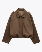 LUMIÈRE | FAUX SUÈDE BOMBERJACKE – Braun