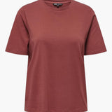 Damen T-Shirt mit Rundhals und kurzen Ärmeln aus Leichtstoff – Rot
