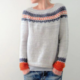Damen Pullover | Strick klassisch mit Rundhalsausschnitt – Grau