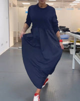 Daciana - Lässiges Langes Sommerkleid – Blau