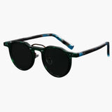 Damen Sonnenbrille rund mit UV400 Schutz und Acetatrahmen – Blaugrün