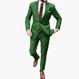 Herren Anzug zweiteilig mit Reverskragen und Slim Fit Hose – Grün
