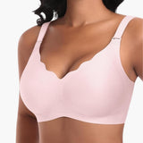 Nahtloser Damen BH ohne Bügel mit verstellbaren Trägern – Rosa-vordere Welle